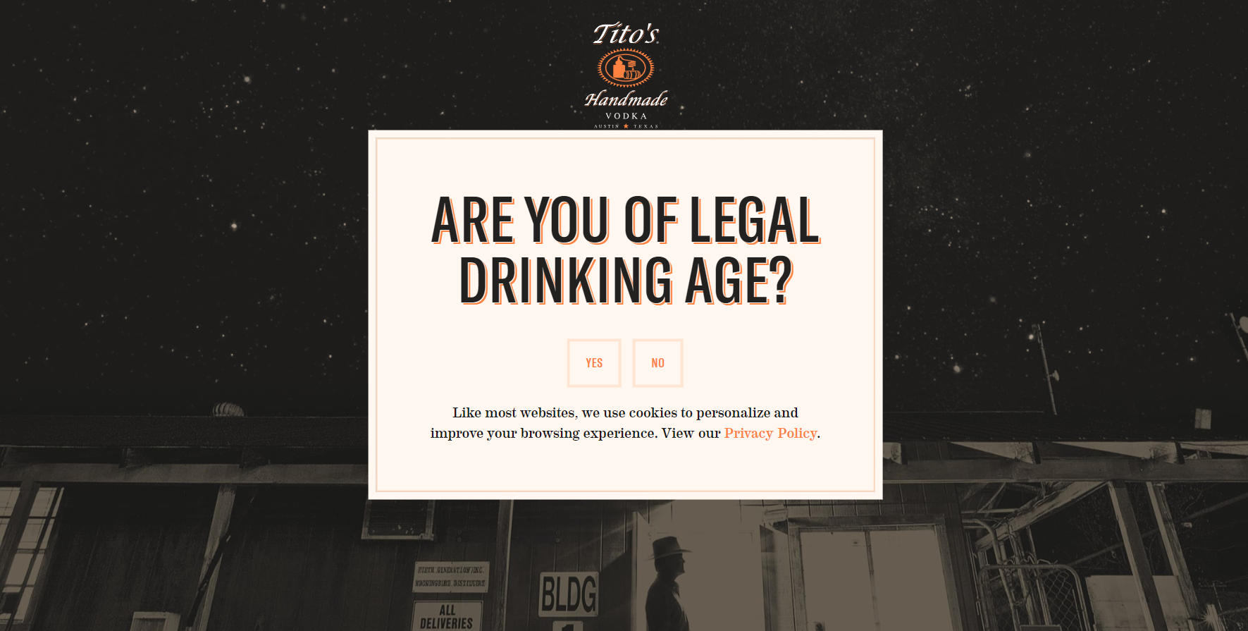 Titos Splash Page Example Titos | Regional Splash Page