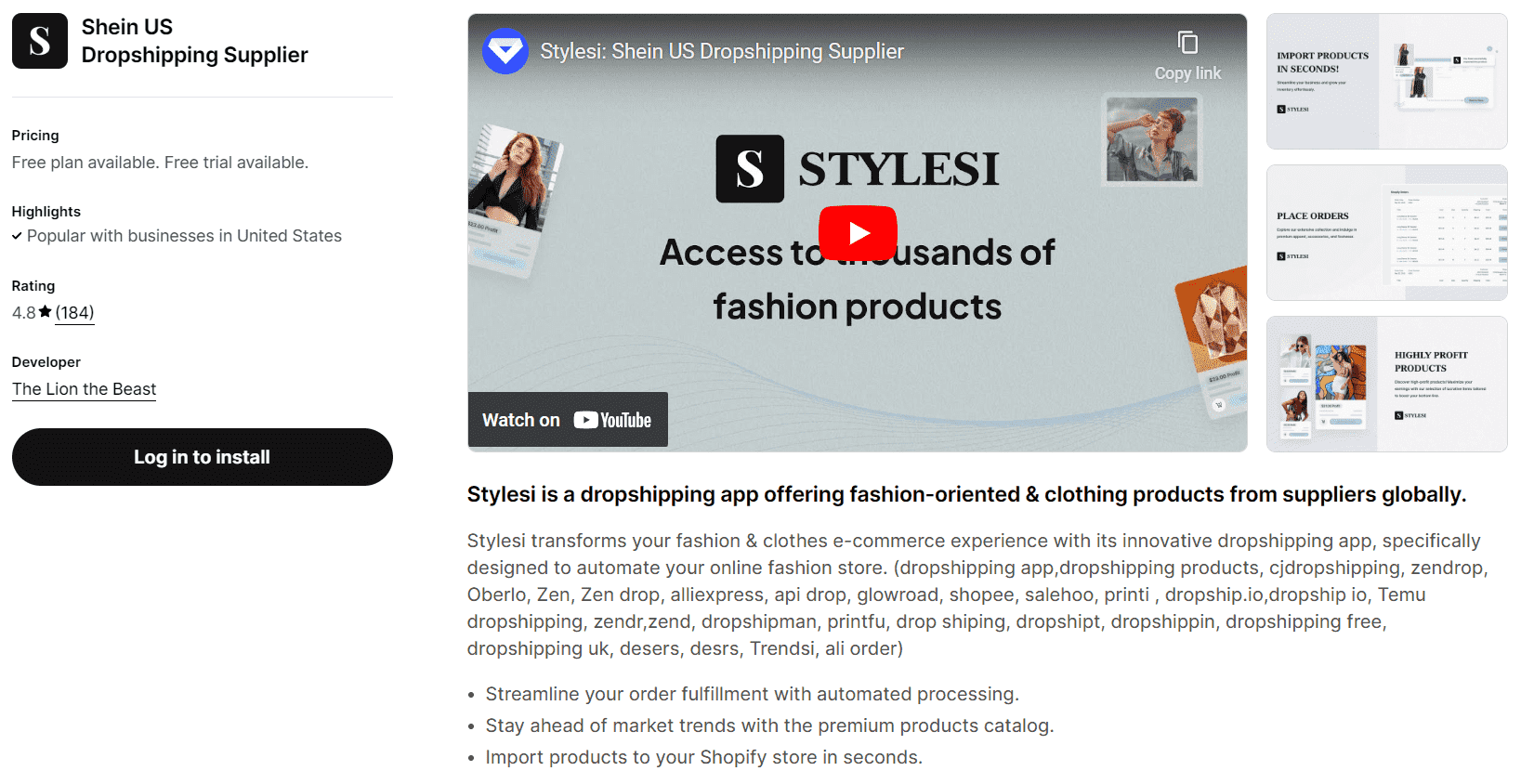 Stylesi Shopify Dropshipping Apps