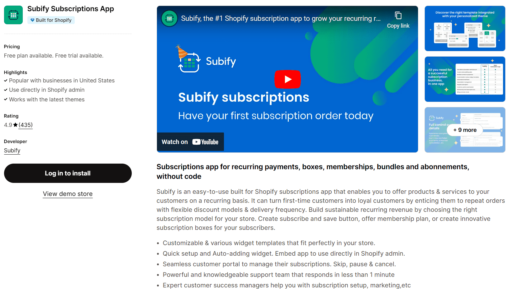 Subify Shopify Subscriptions Screenshot Subify Subscriptions
