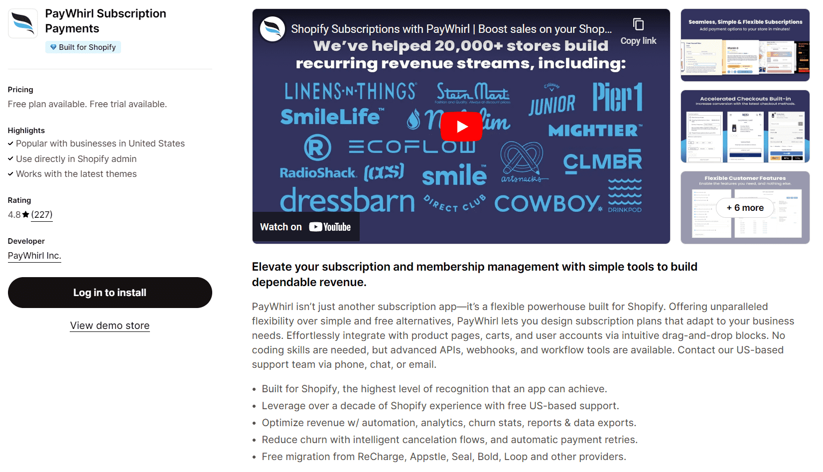 PayWhirl Shopify Subscriptions Screenshot PayWhirl Shopify Subscriptions