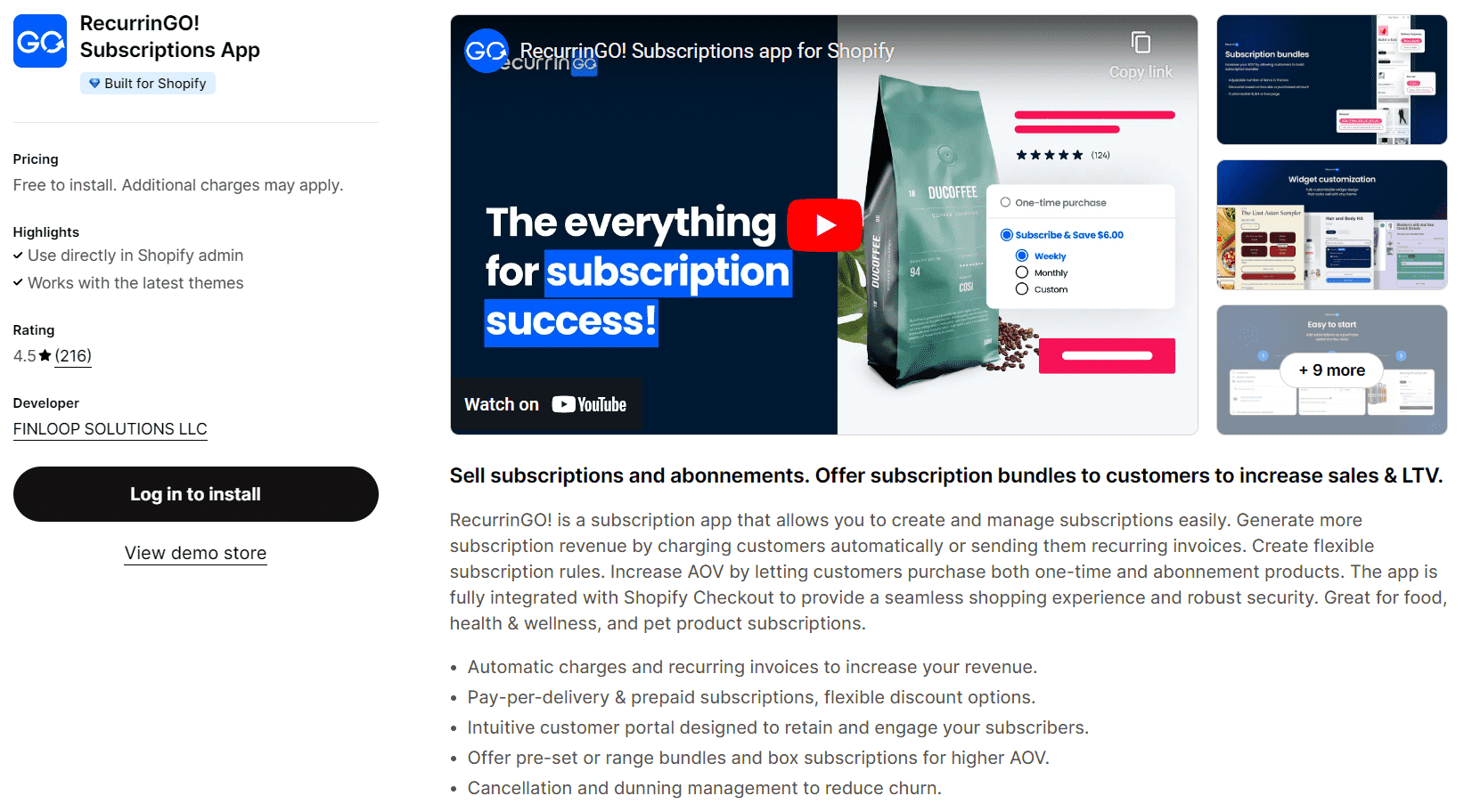RecurrinGO! Shopify Subscriptions Screenshot RecurrinGO! Subscriptions