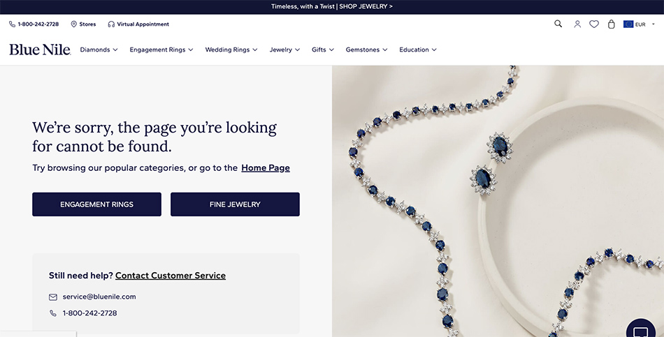 Best 404 Page Examples - Bluenile Best 404 Page Examples - Bluenile