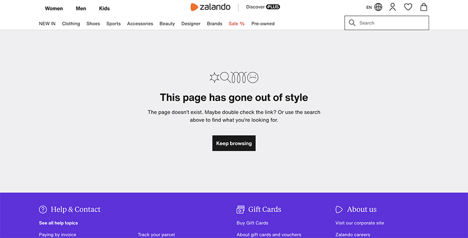 Best 404 Page Examples - Zalando Best 404 Page Examples - Zalando