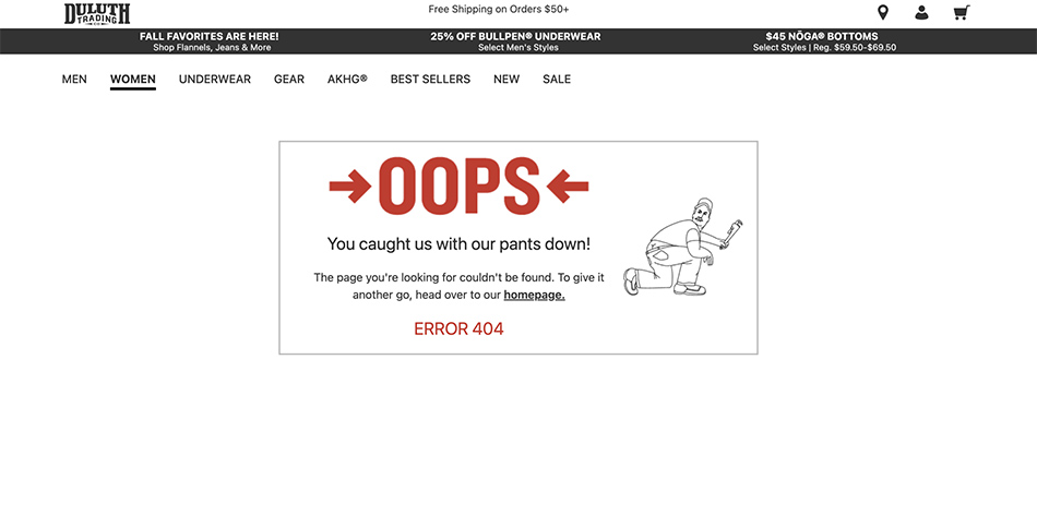 Best 404 Page Examples - Duluthtrading Best 404 Page Examples - Duluthtrading