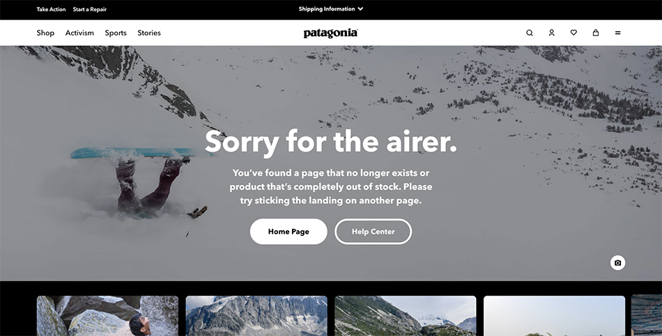 Best 404 Page Examples - Patagonia Best 404 Page Examples - Patagonia