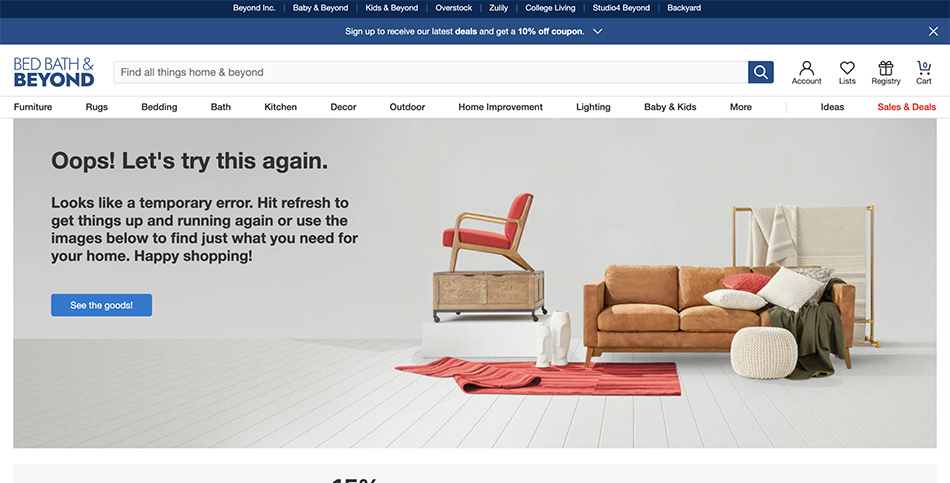 Best 404 Page Examples - Bedbathandbeyond Best 404 Page Examples - Bedbathandbeyond