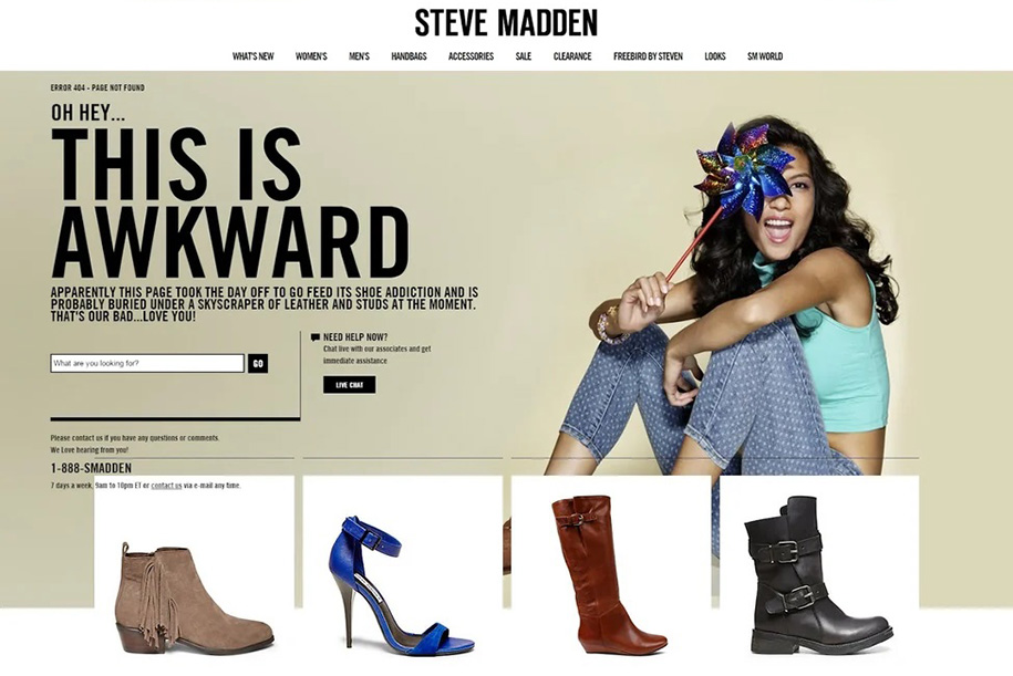 Best 404 Page Examples - Steve Madden Best 404 Page Examples - Steve Madden
