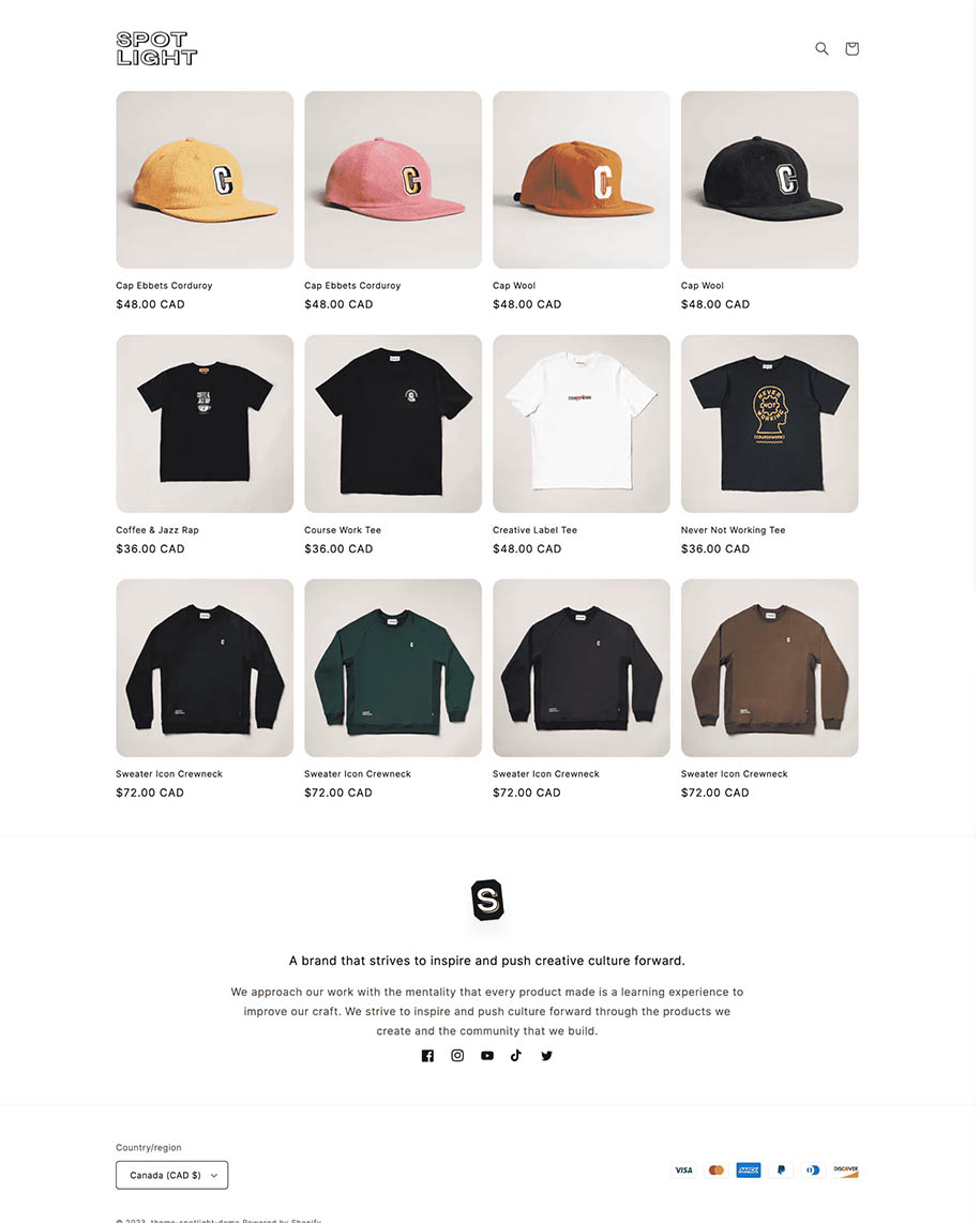 Shopify e-commerce templates - Spotlight