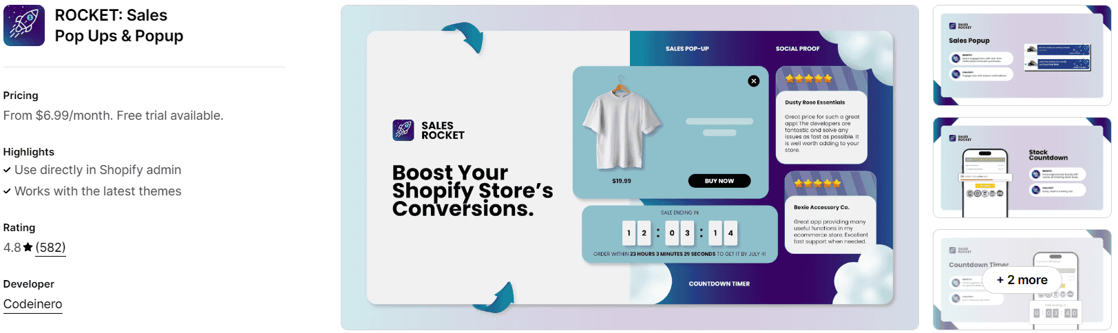 ROCKET: Sales Pop Ups & Popup - a Shopify Upsell App