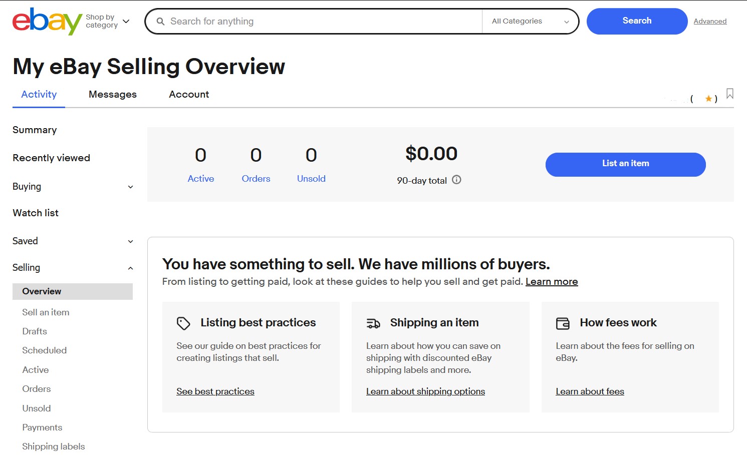 how to sell on eBay - seller account how to sell on eBay - seller account