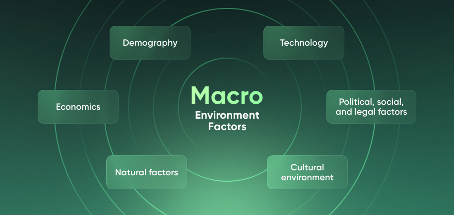 Macro Environment Factors Macro Environment Factors Demography Economics Natural factors Technology Political, social, and legal factors Cultural environment