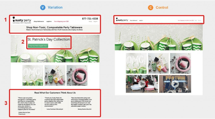 AB Test Example - Homepage AB Test Example - Homepage