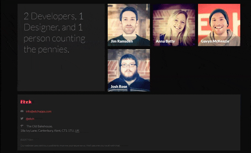 etch meet the team page