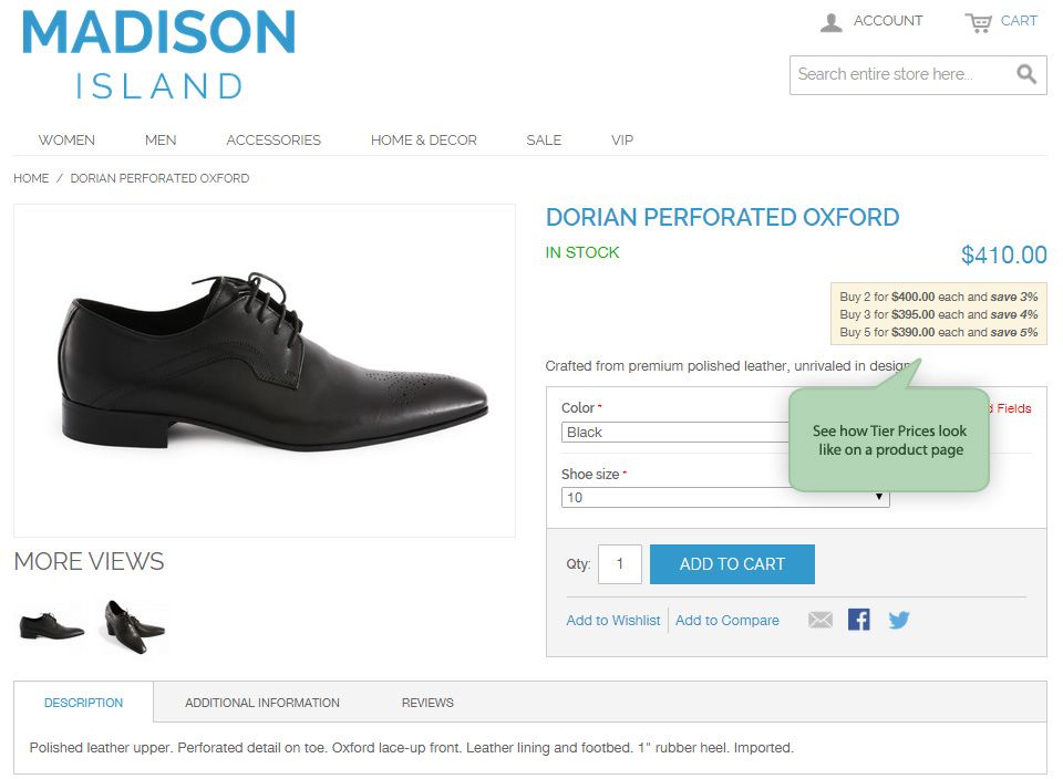 specify tier prices to increase average cheque amount