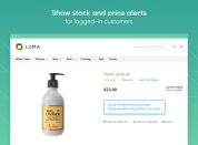 show stock and price alerts for logged-in customers