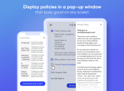 Privacy policy pop-up window on a mobile phone and tablet