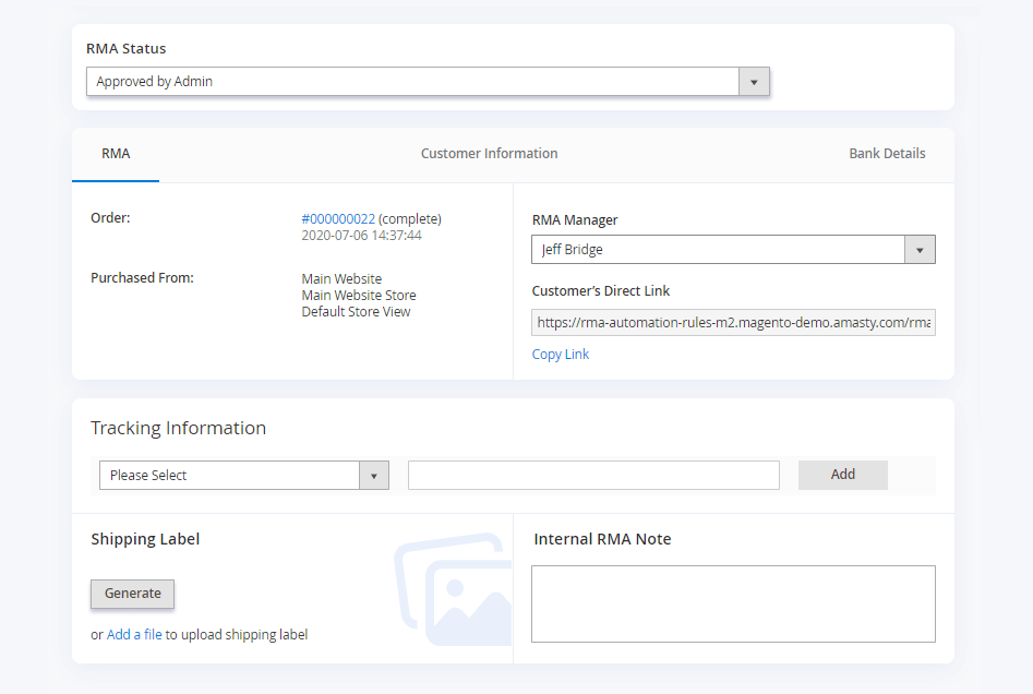 rma shipping labels in magento 2 shipping label generation