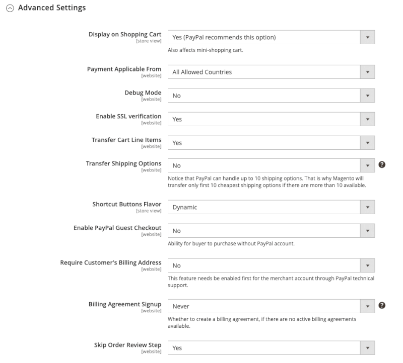 config sales payment methods